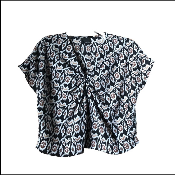 Anthropologie Greylin Oversized V-Neck Chiffon Printed Crop Top - XS - Picture 1 of 11